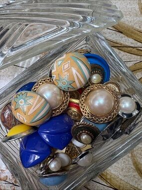 Vintage Earring Bundle + Cut Glass Trinket Box — 16 Pairs